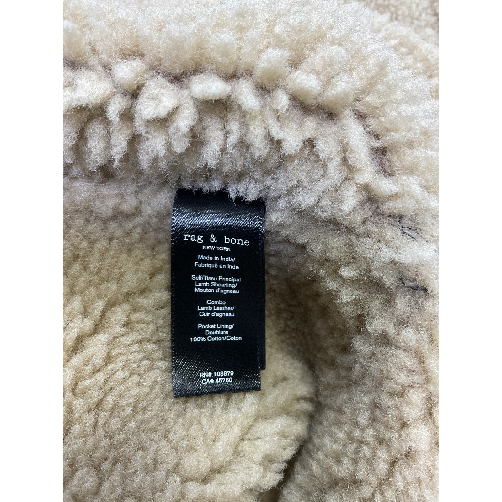 Rag & Bone 'Stella' Brown Leather Shearling Jacket Size M