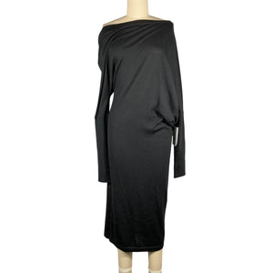 Tom Ford Black Cashmere & Silk Off-Shoulder Midi Dress Size M NWT
