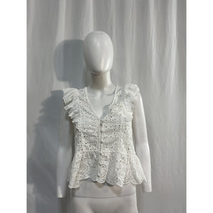 Veronica Beard 'Araya' White Cotton Top Size 0