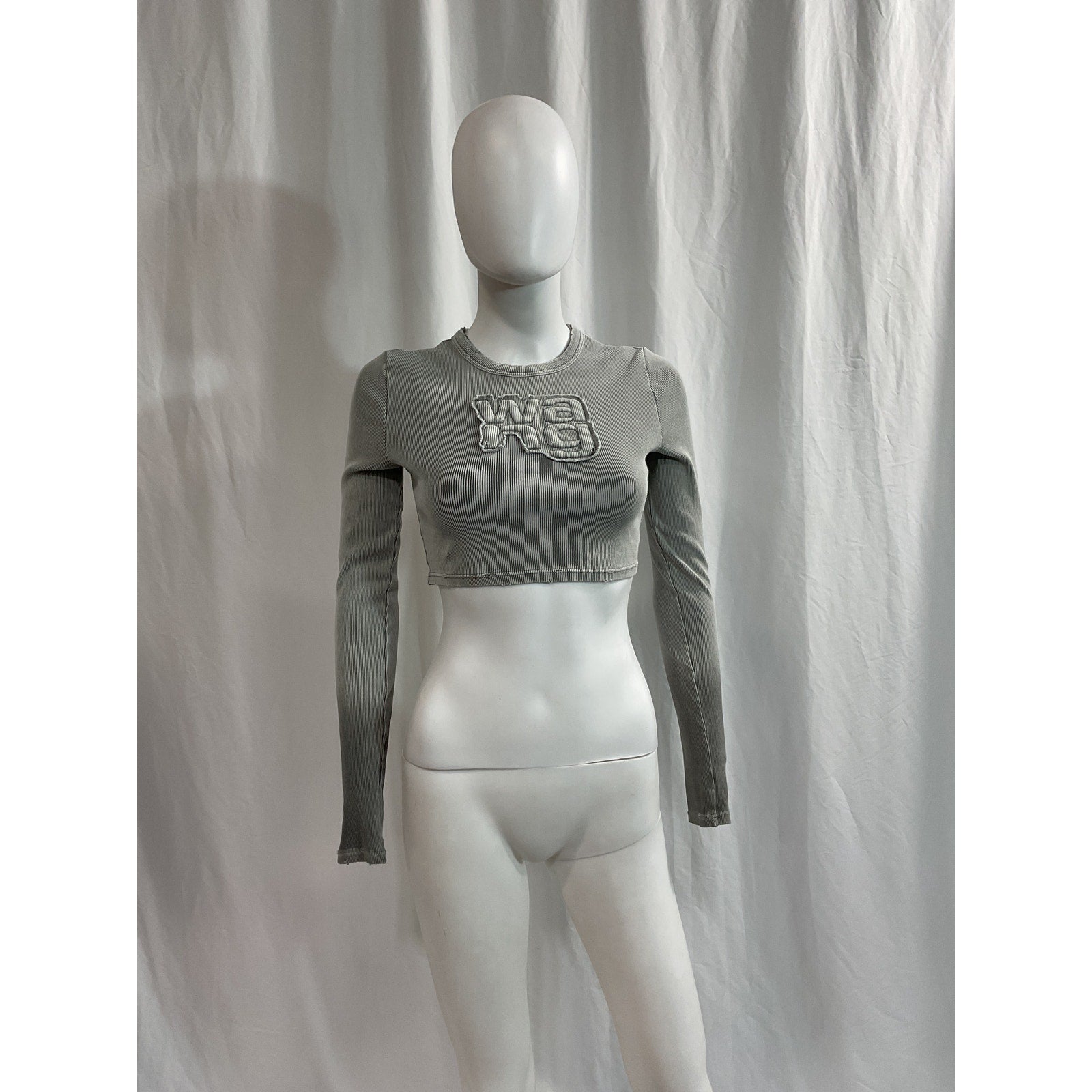 Alexander Wang 'Distressed' Grey Edge Long Sleeve Tee Size S