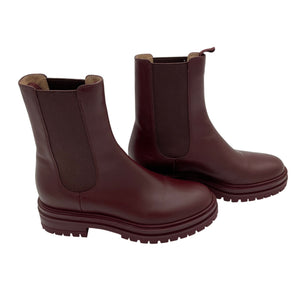 Gianvito Rossi Sleek Burgundy Chester Chelsea Boots Size EU 38.5/ US 8.5