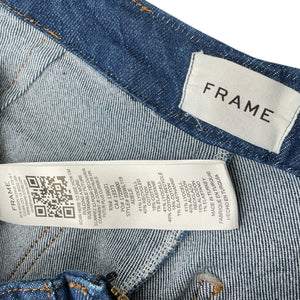 Frame Chic Blue Sailor Button-Embellished High-Rise Wide-Leg Denim Jeans Size 33
