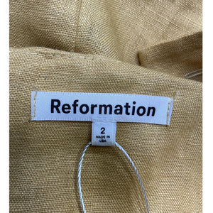 Reformation Linen Yellow Kerrigan Dress Size 2