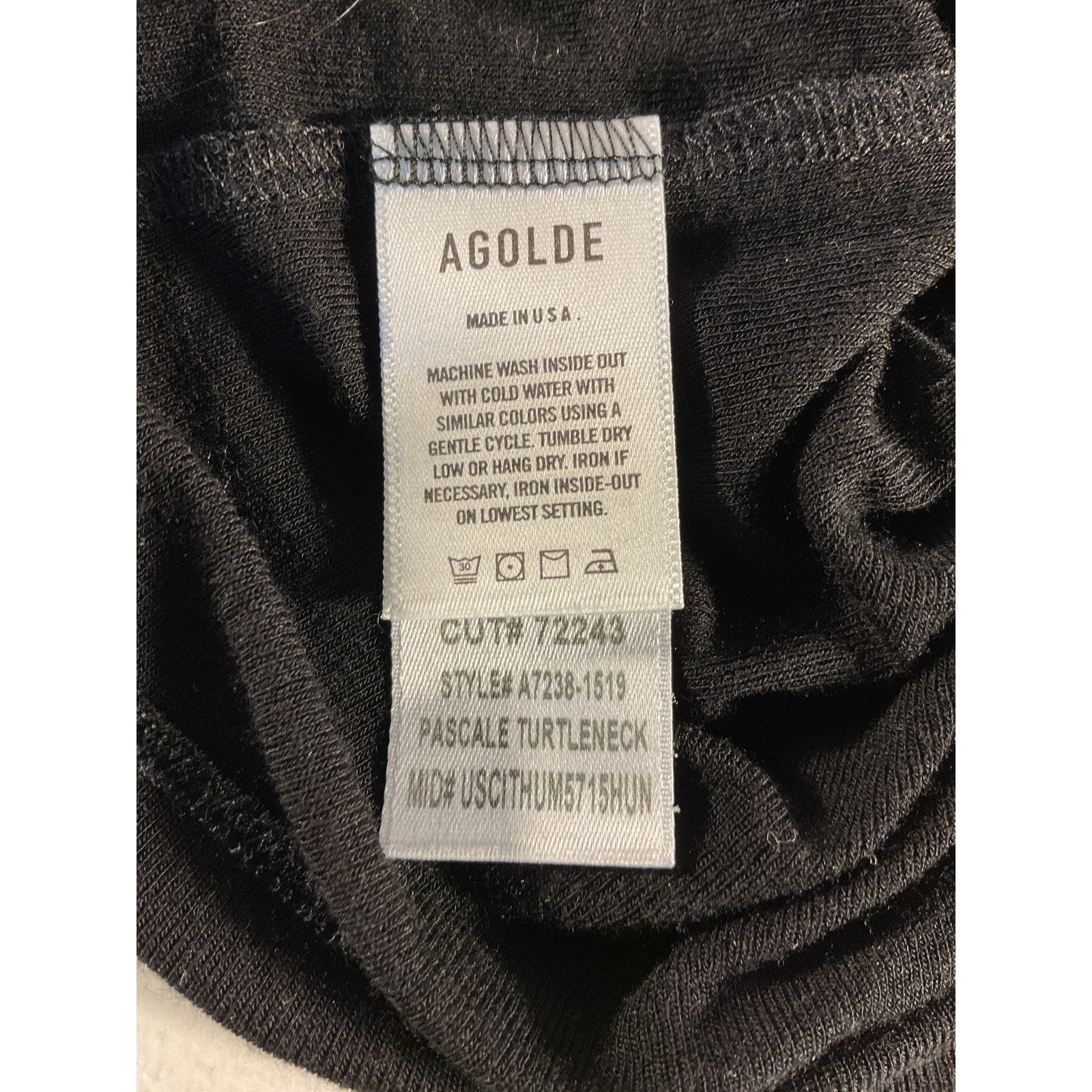 Agolde 'Pascale' Black Turtleneck Size S