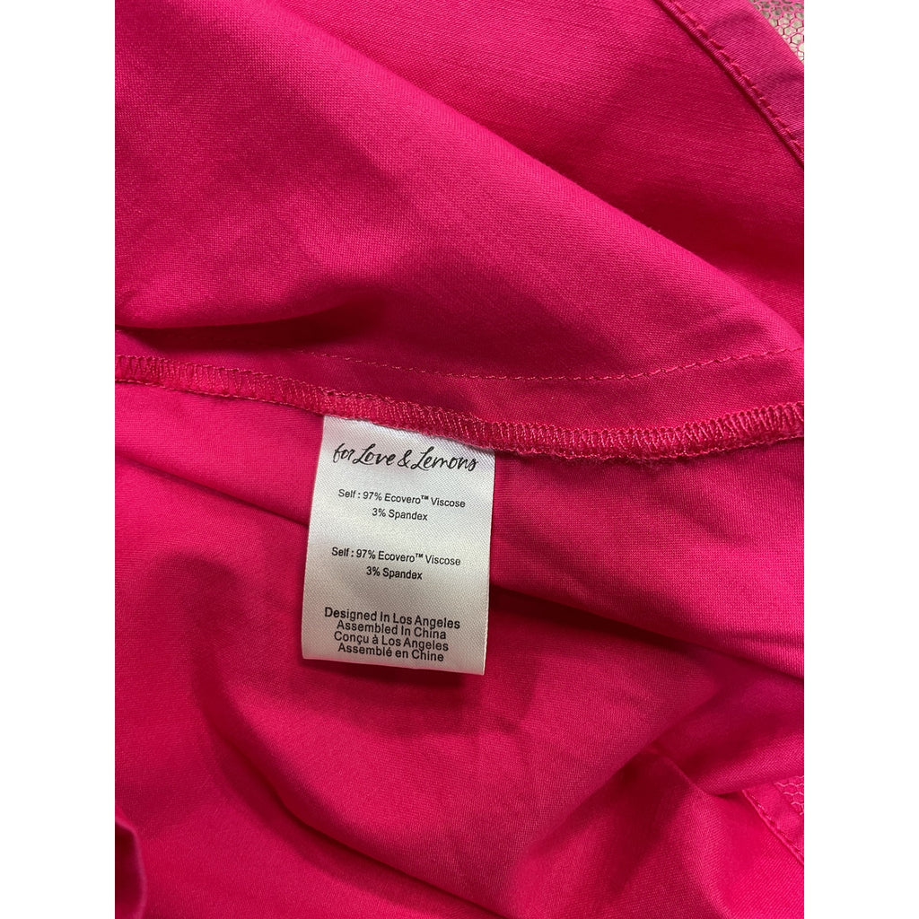 For Love & Lemons 'Clementine' Pink Poplin Mini Dress Size S