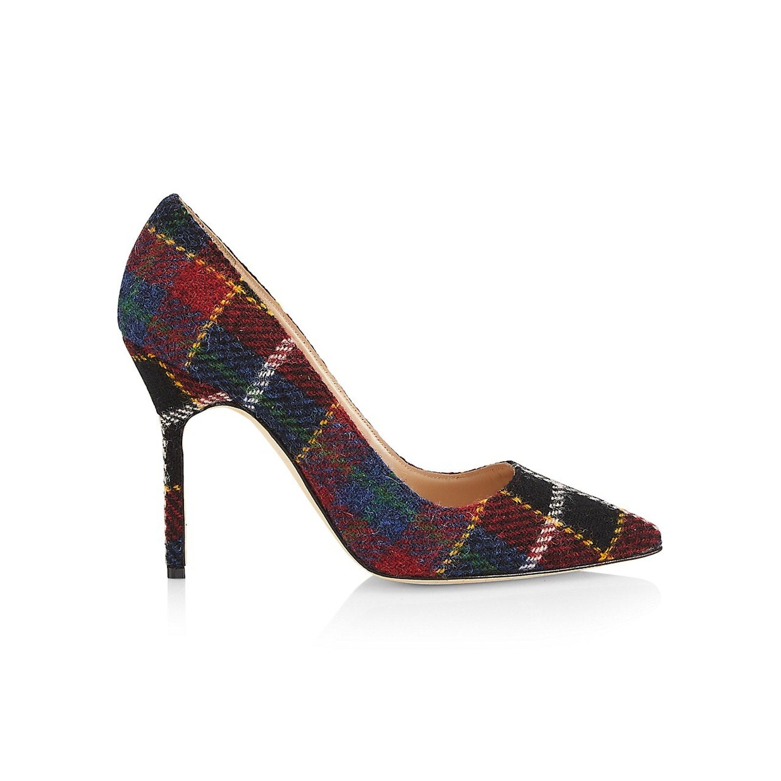 Manolo Blahnik Bb 105 Red Wool Check Wool Pumps Size 9.5