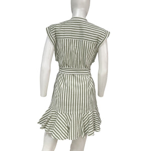 Veronica Beard Striped Green Avella Mini Dress Size 6