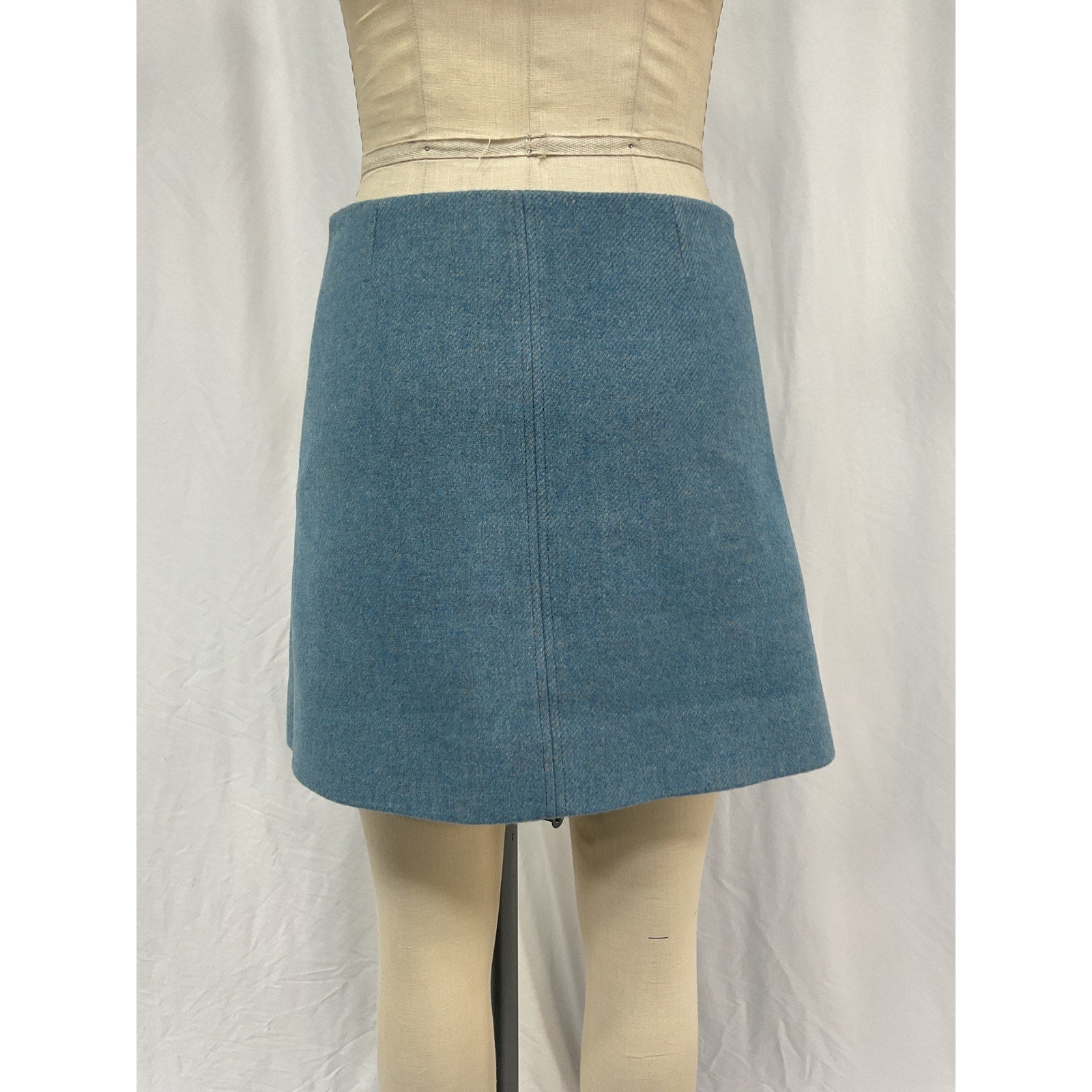 Ganni 'Twill' Blue Wool Suiting Mini Skirt Size 36