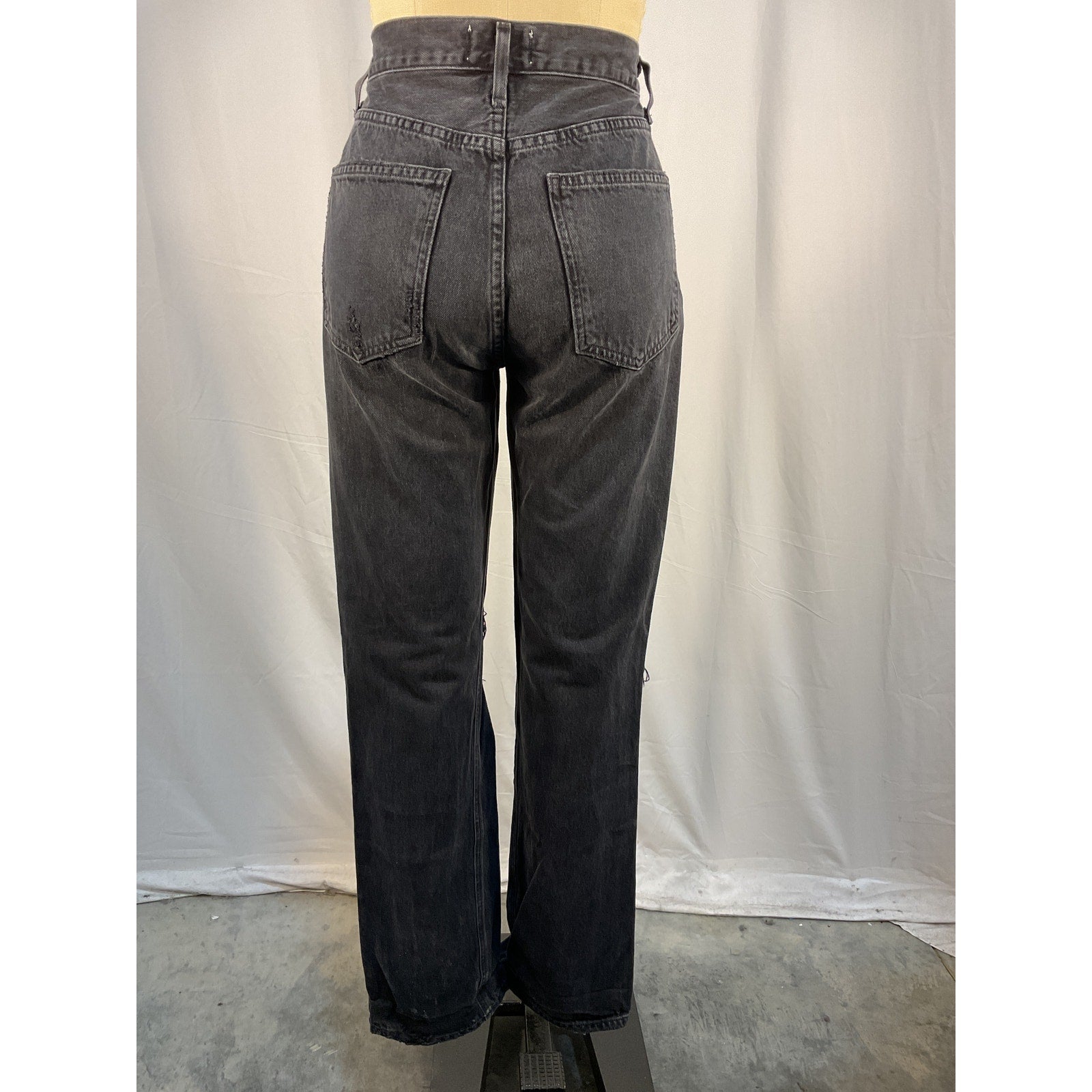 Agolde 'Lana' Black Cotton Mid Rise Straight Leg Denim Jean Size 27