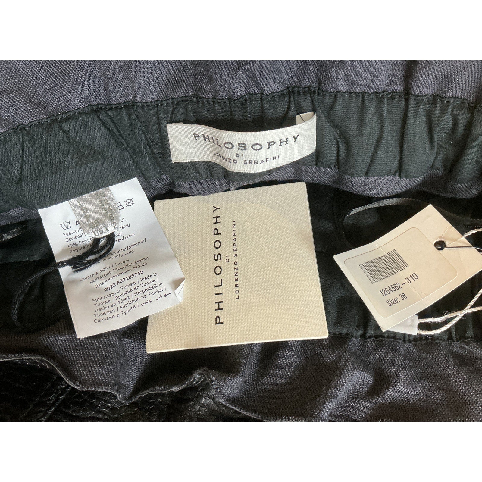 Philosophy Di Lorenzo Serafini Black Faux Textured-Leather Tapered Pants Size 2 - NWT