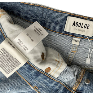 Agolde Distressed Blue Riley High Rise Straight Crop Denim Jeans Size 27