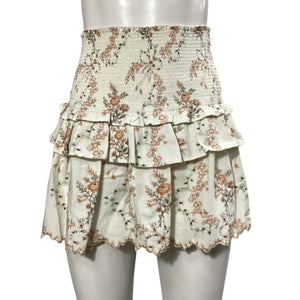 LoveShackFancy Ruffled Amber Dust Sowa Skirt Size S