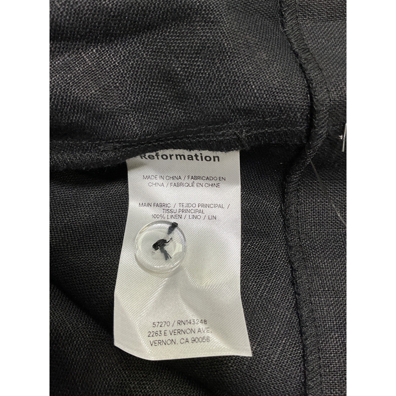 Reformation 'Balia' Black Linen Dress Size 4 - NWT