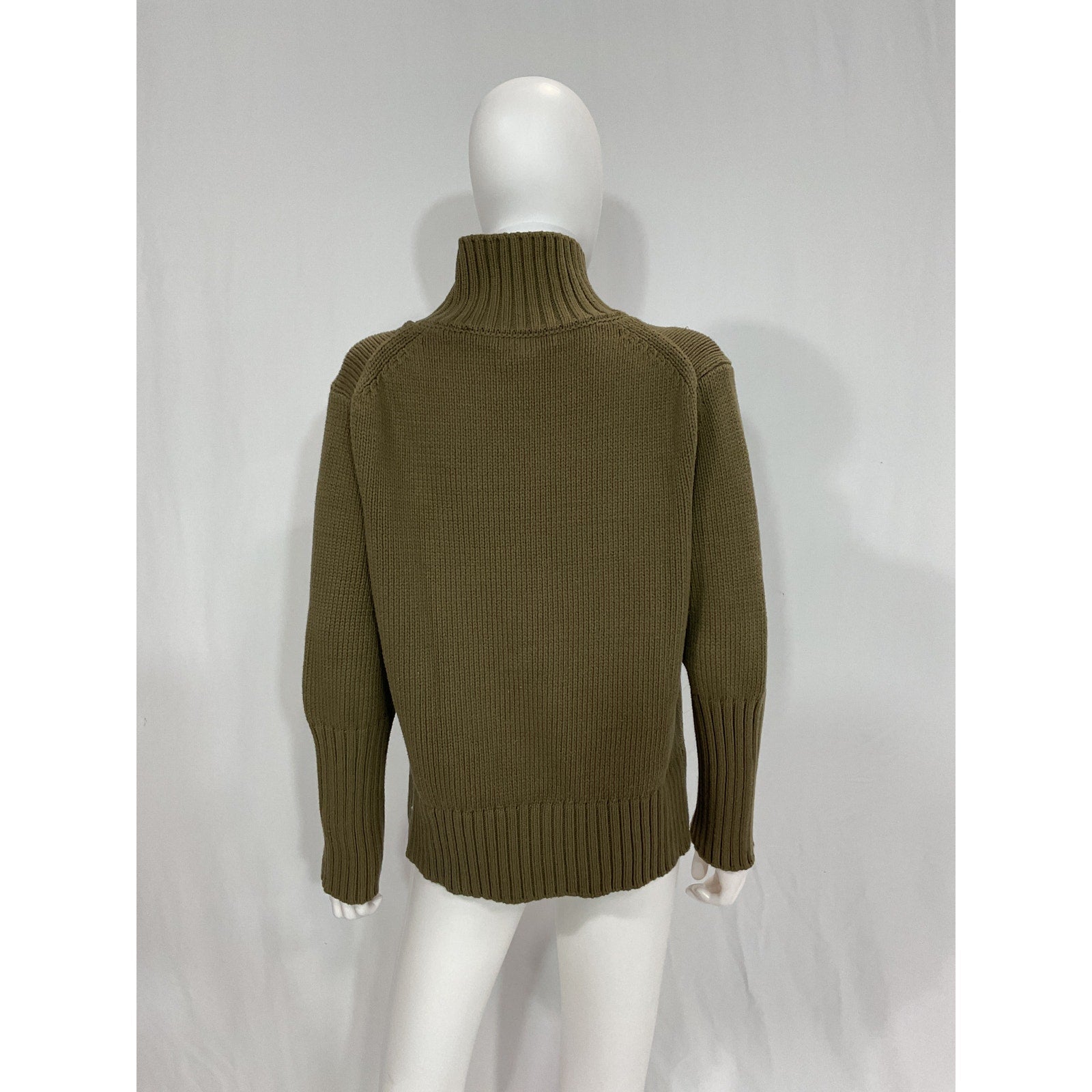 White + Warren High Rib Green Turtleneck Size S