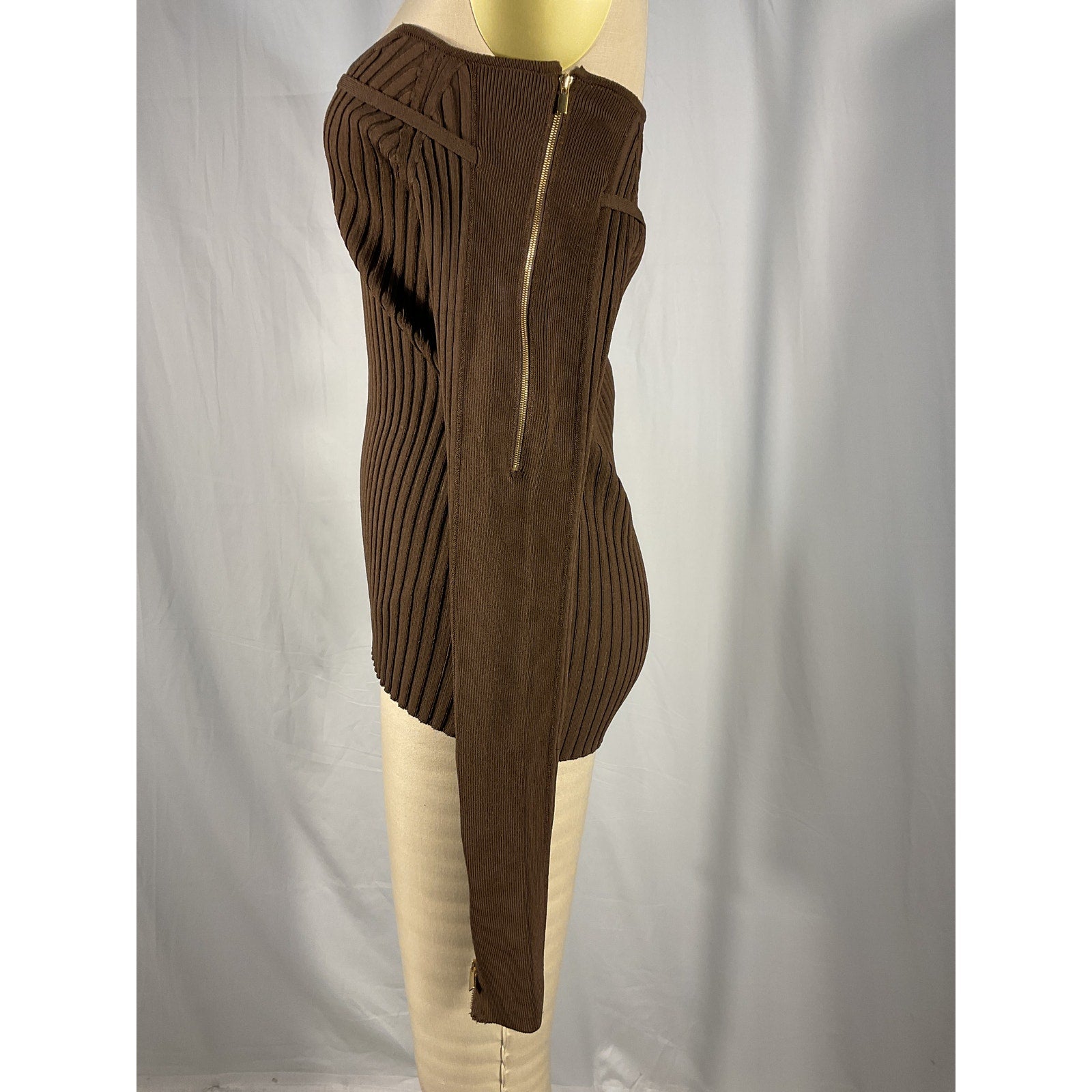 Jacquemus 'La Maille Oro' Brown Long Sleeve Off Shoulder Blouse Size 40