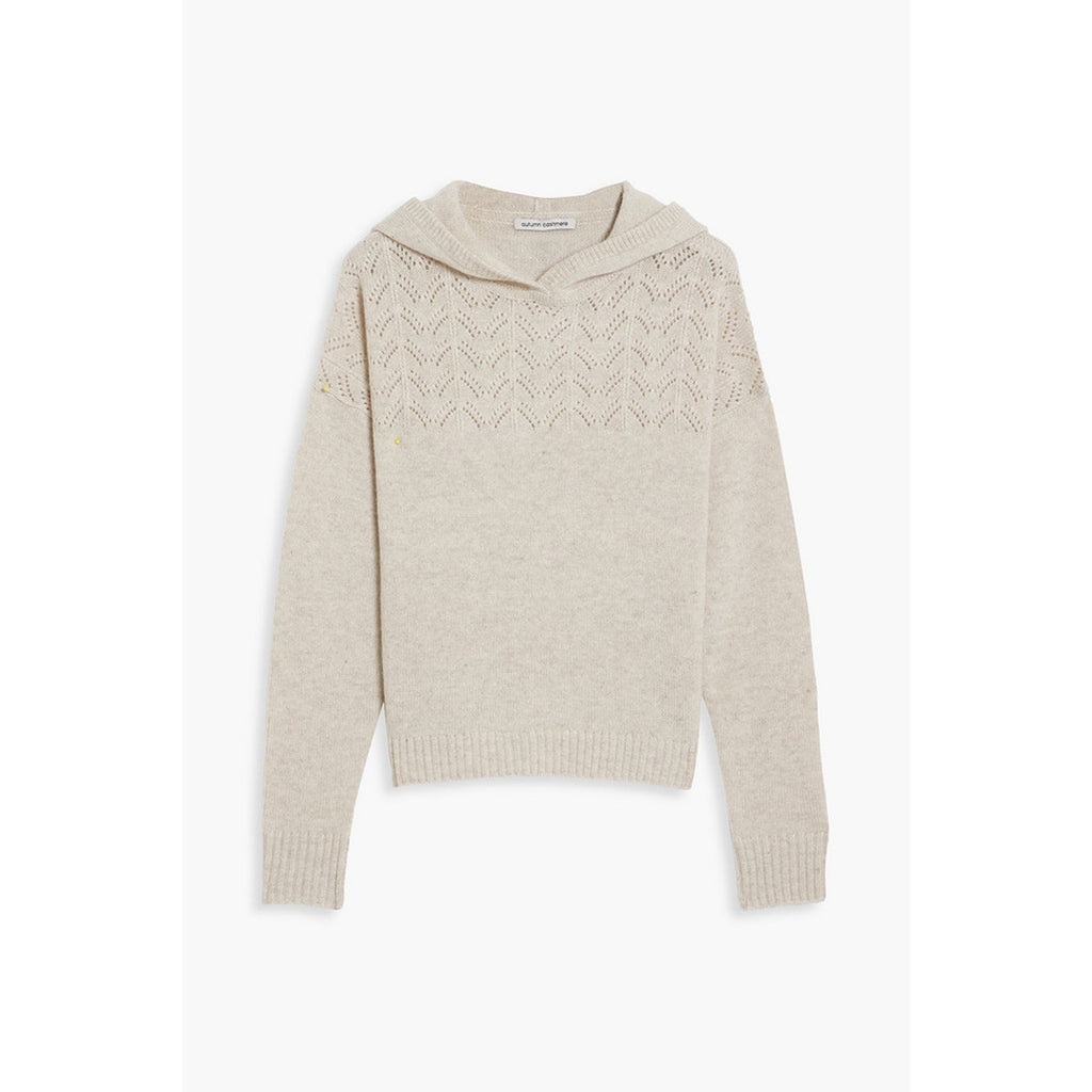 Autumn Cashmere Beige Pointelle Knit Cashmere Hoodie Size XS