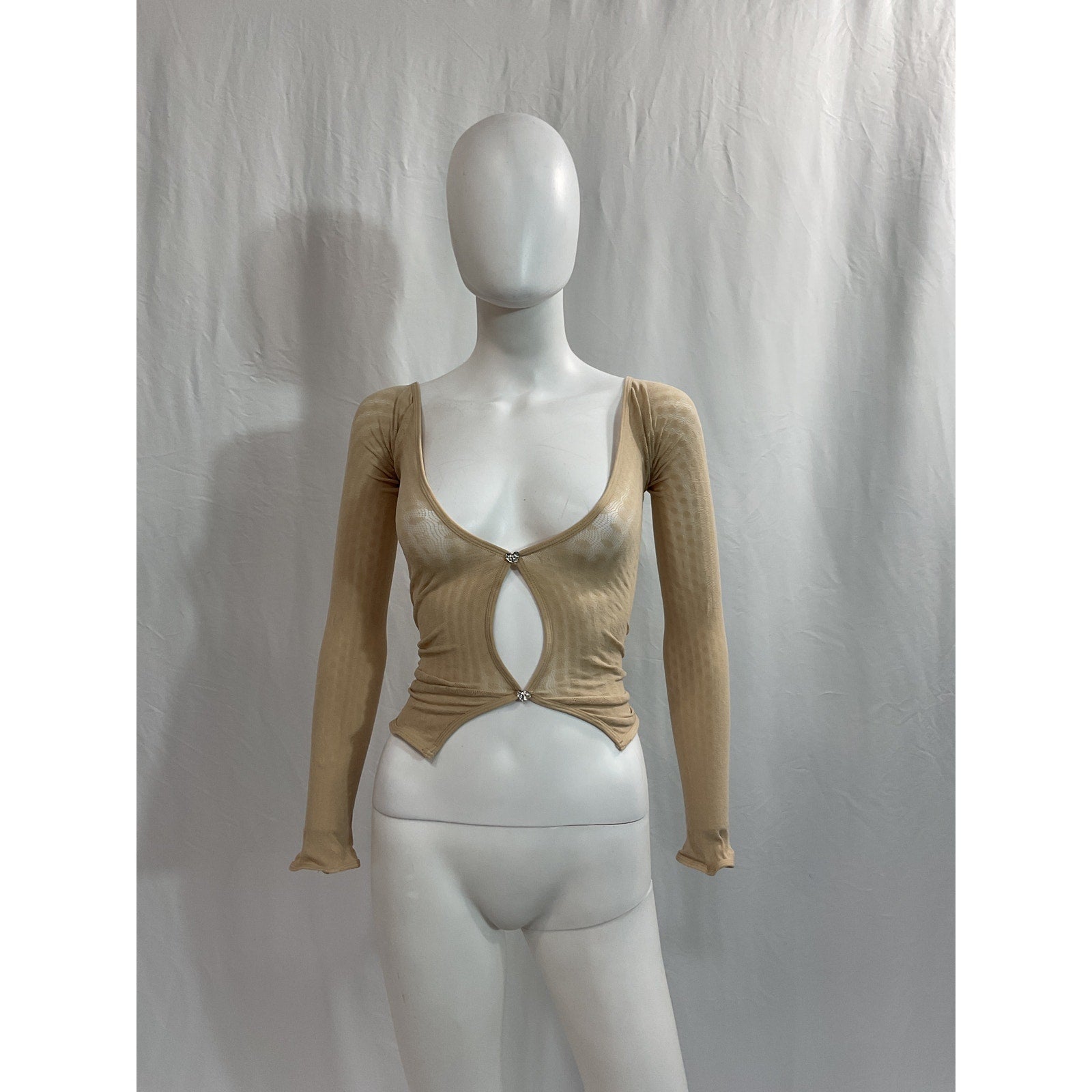 Poster Girl 'Livia' Tan Cut Out Crystal Hearts Top Size OS