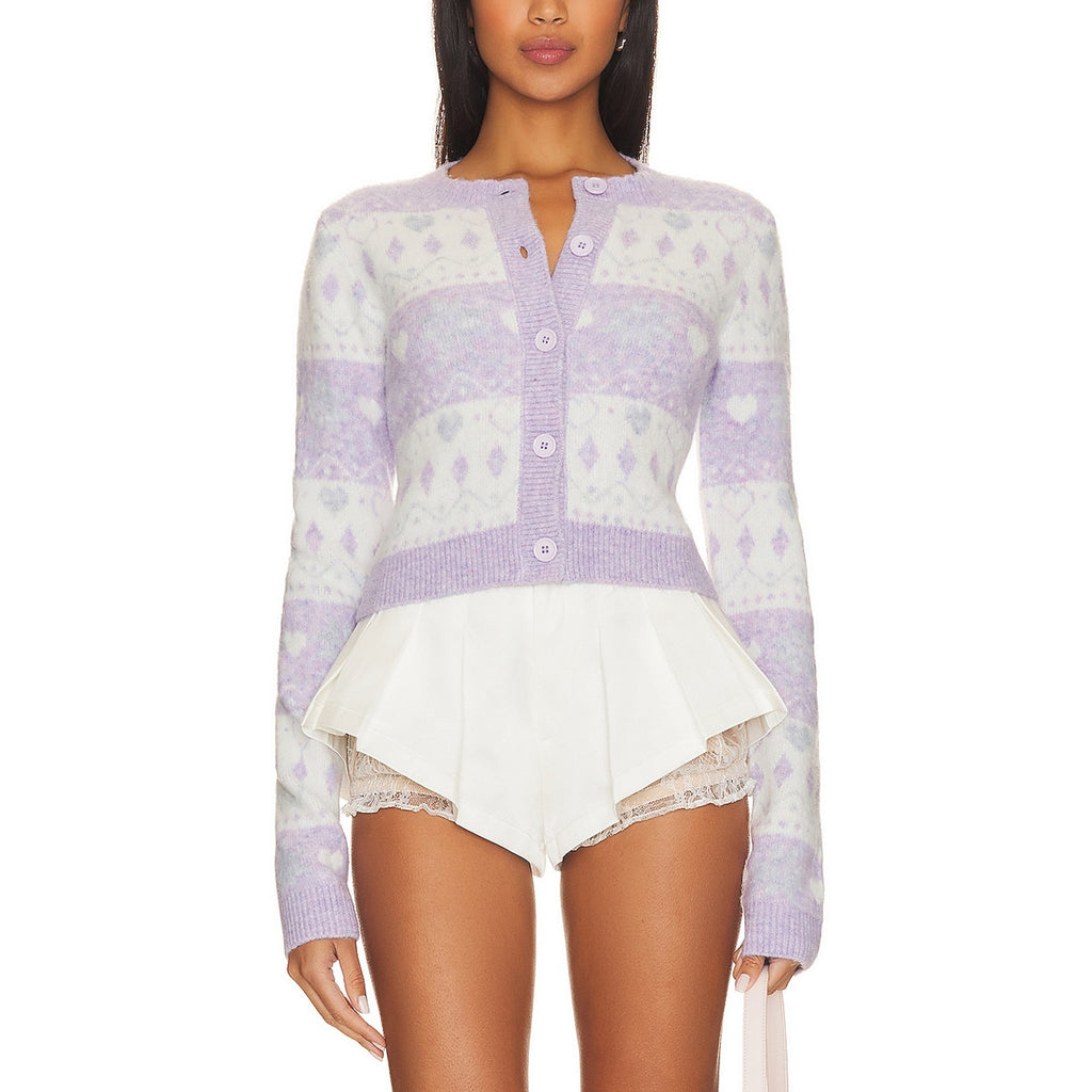 Majorelle 'Marnie' White Fair Isle Cardigan Size XS