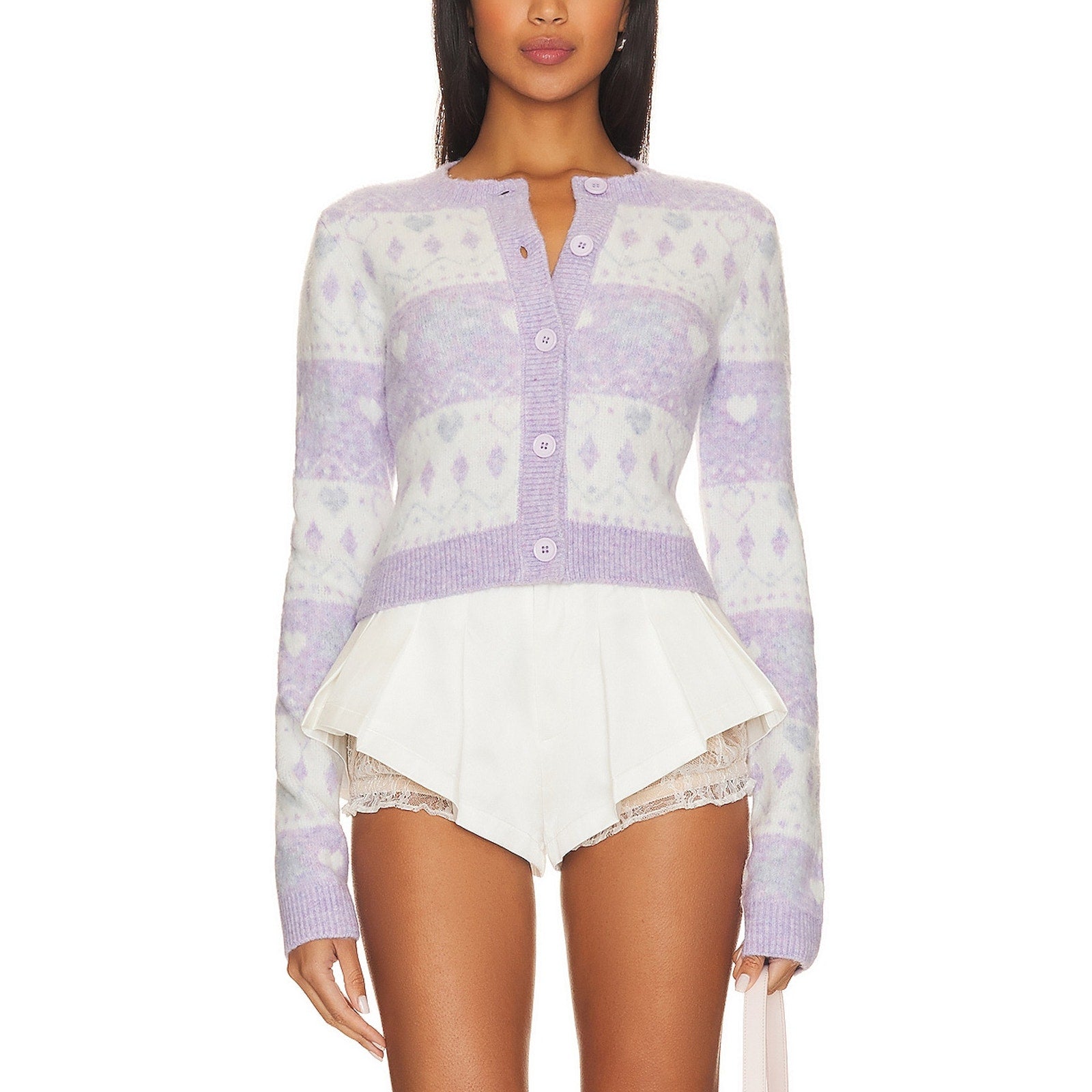 Majorelle 'Marnie' White Fair Isle Cardigan Size XS