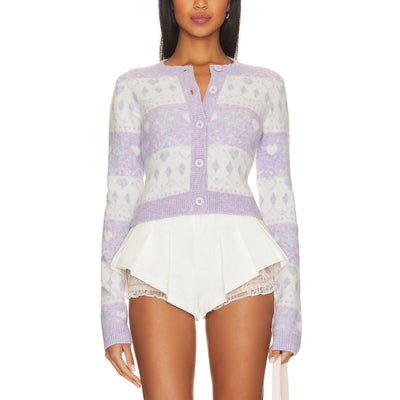 Majorelle 'Marnie' White Fair Isle Cardigan Size XS