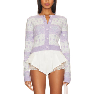 Majorelle 'Marnie' White Fair Isle Cardigan Size XS