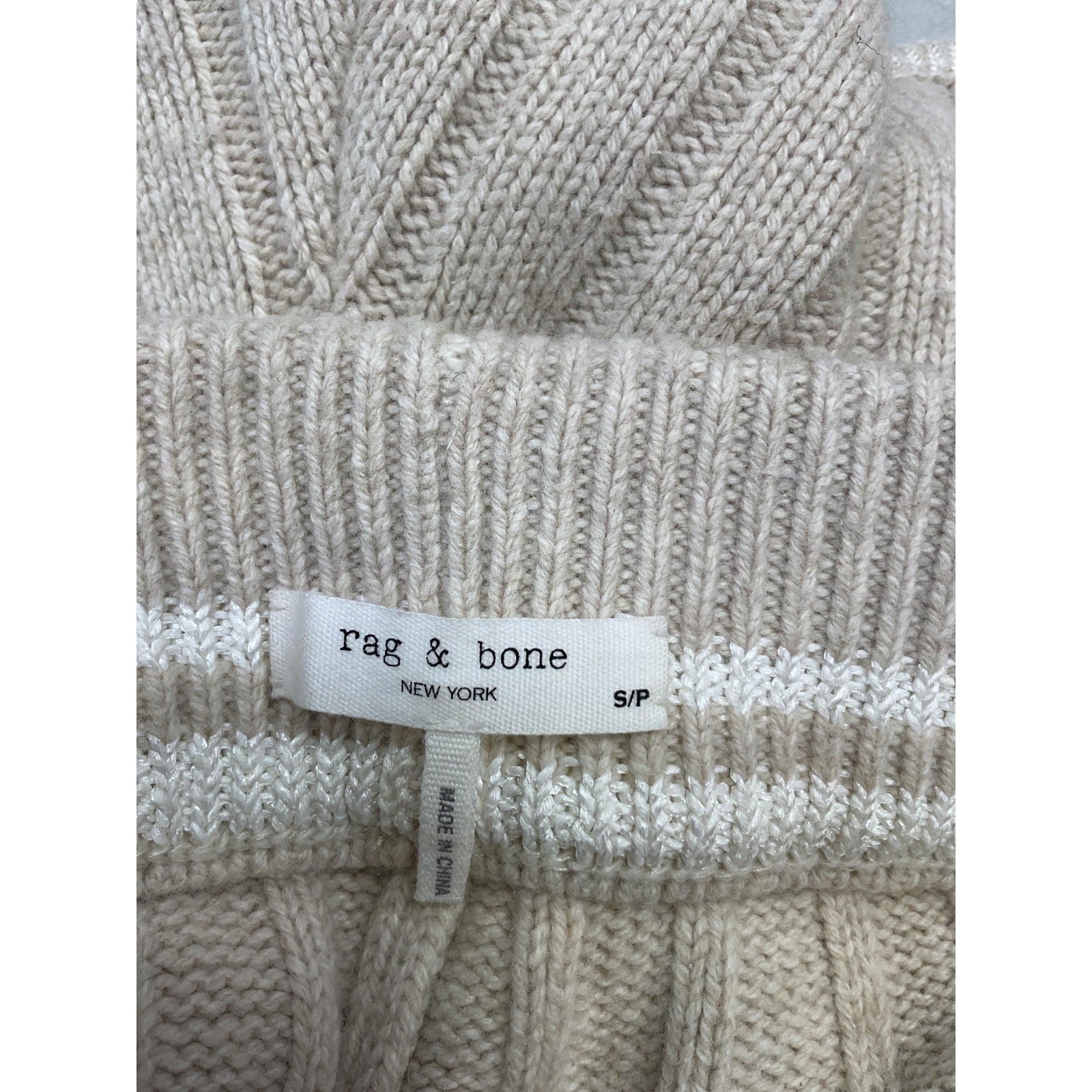 Rag & Bone 'Serena' Beige Striped Ribbed-Knit Shorts Size S