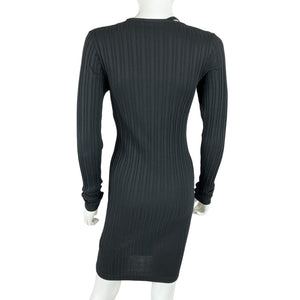 Helmut Lang Ribbed Black Cutout Cotton Jersey Mini Dress Size XS
