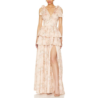 V. Chapman Romantic Peach Tapestry Maile Gown Size 2 NWT
