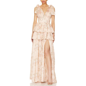 V. Chapman Romantic Peach Tapestry Maile Gown Size 2 NWT