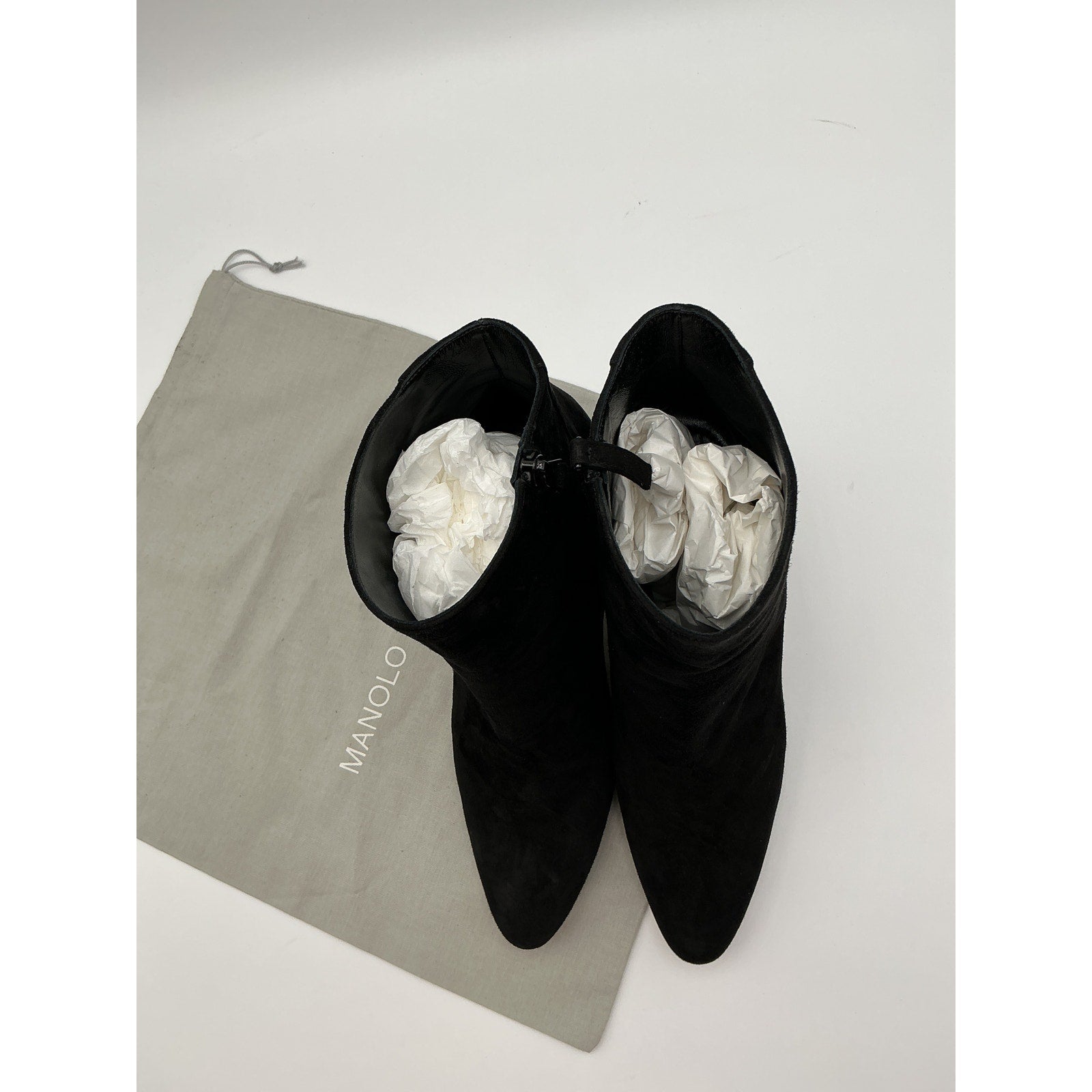 Manolo Blahnik 'Rosie' Black Leather Ankle Booties Size 11