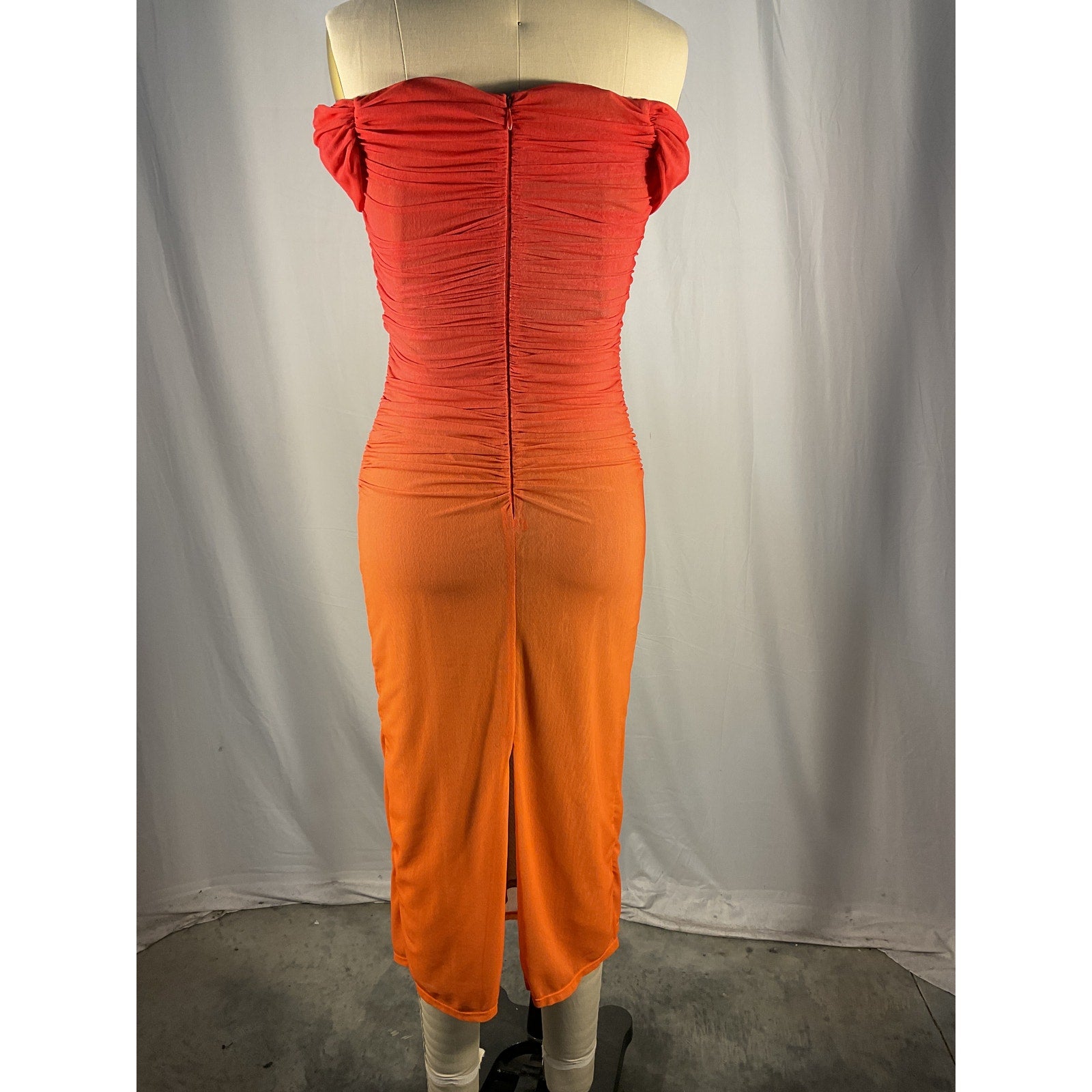 Michael Costello x Revolve 'Sunset' Orange Polyester Midi Dress Size S