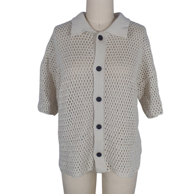 Frame Textured Ecru Open Weave Cardigan Size XS