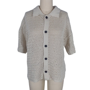 Frame Textured Ecru Open Weave Cardigan Size XS