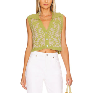 For Love & Lemons 'Simone' Green Top Size S