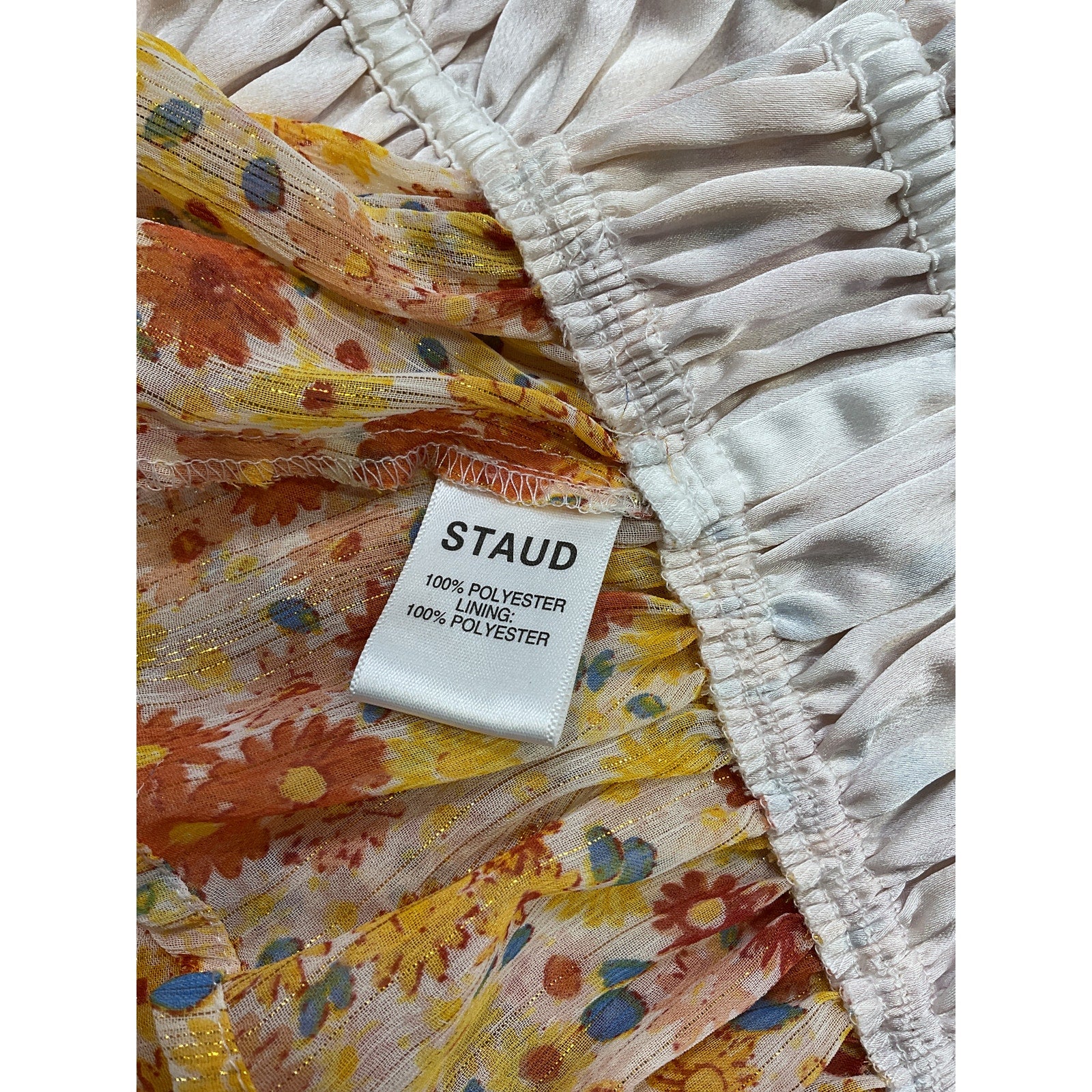 Staud 'Faye' Yellow Floral Print Cropped Top Size XS