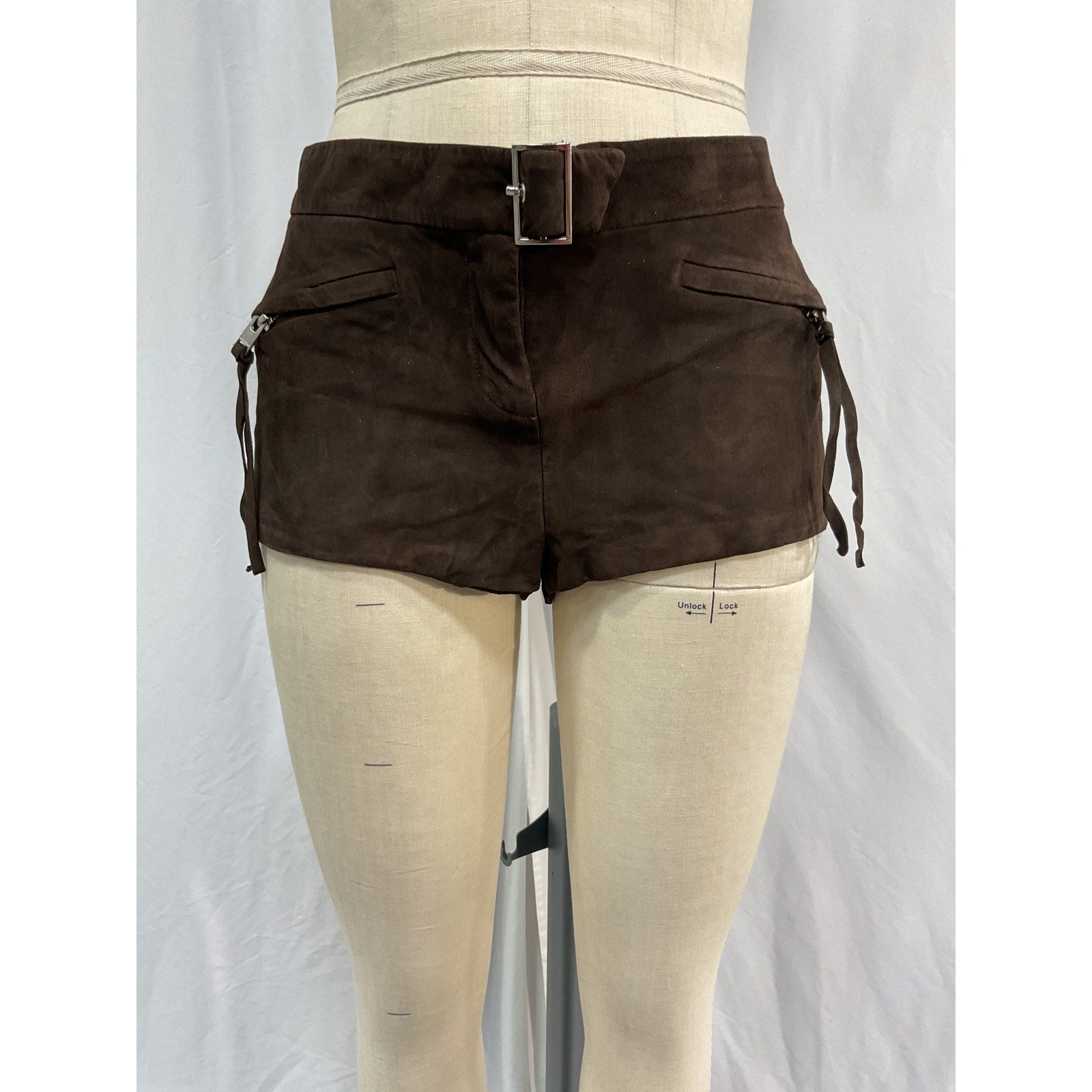 Lamarque x Revolve 'Winona' Brown Goat Suede Suede Short Size L