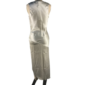 Magda Butrym Silk Silver Cowl Neck Midi Dress Size FR 34 / US 2 NWT