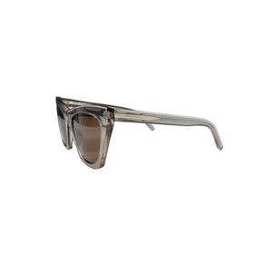 Saint Laurent Sleek Shiny Transparent Powder Kate Sunglasses