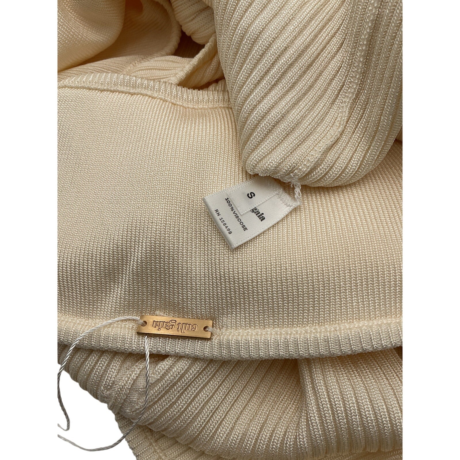 Cult Gaia 'Cameron' Beige Viscose Knit Midi Dress Size S