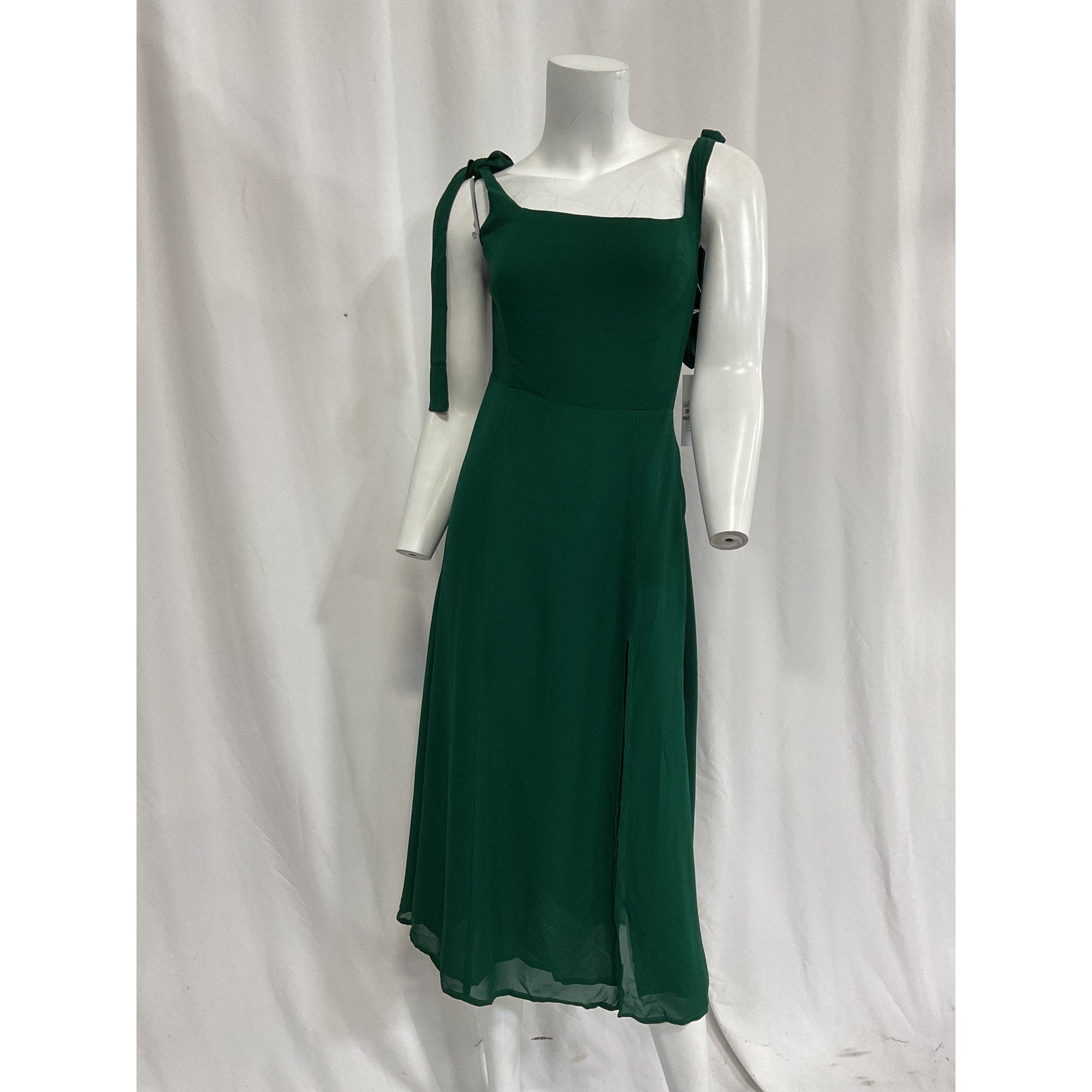 Reformation 'Twilight' Green Tie Shoulder Square Neck Midi Dress Size 2 - NWT
