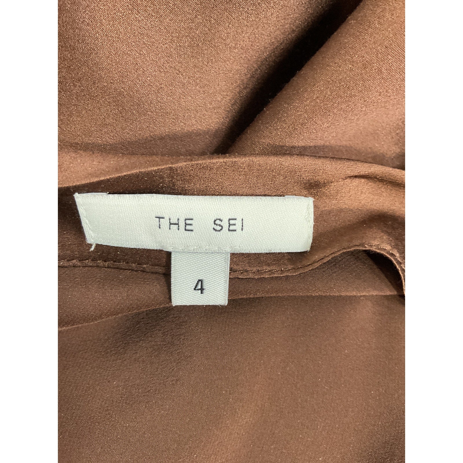 The Sei One Sleeve Off Shoulder Brown Silk  Drape Top Size 4