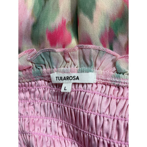 Tularosa Smocked Pink Multicolor Talia Mini Dress Size L