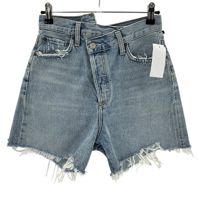 Agolde High Rise Blue Criss Cross Shorts Size 24