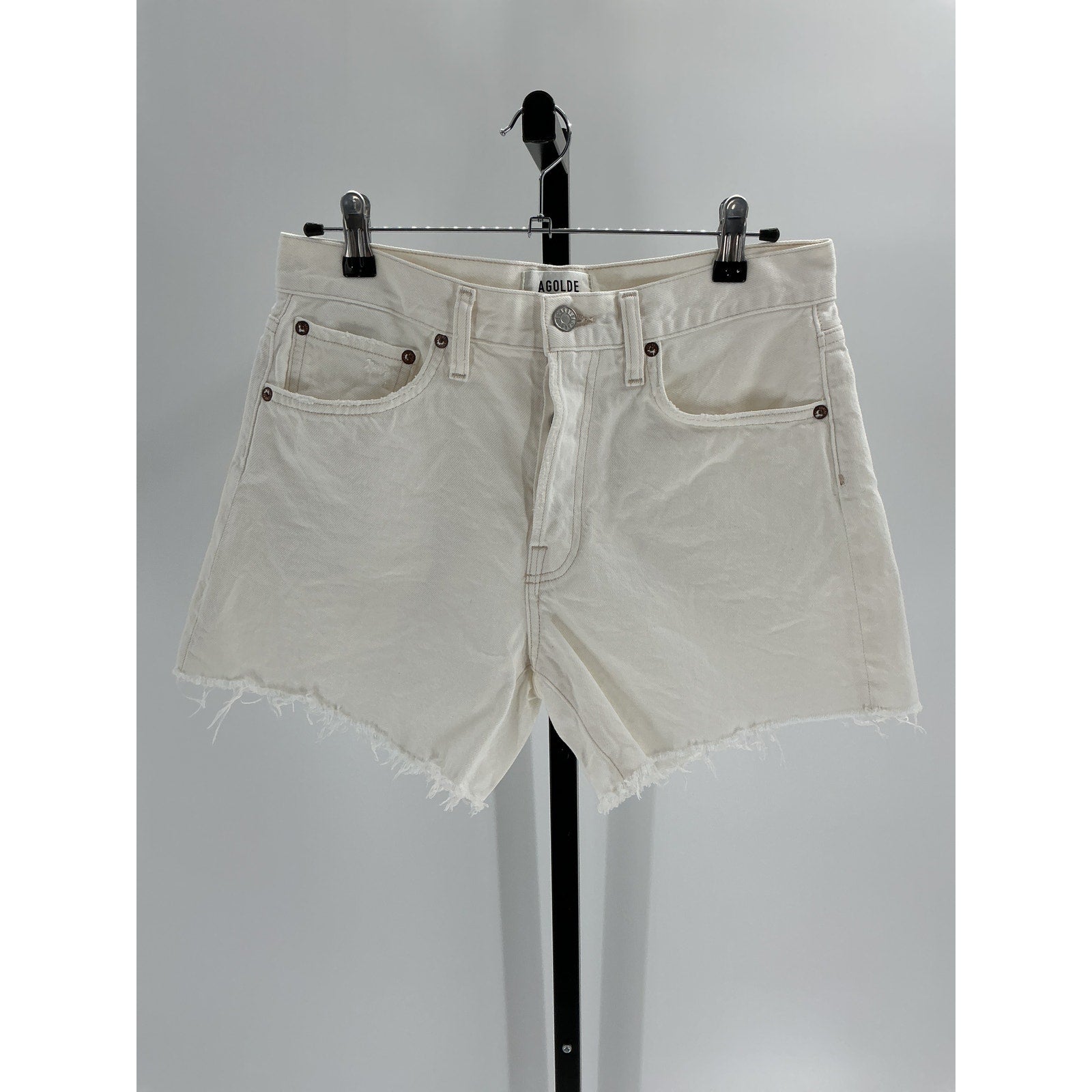 Agolde 'Parker' Ivory Cotton Long Short Size 26