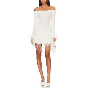 Lovers And Friends Feathered White Ellerie Mini Dress Size S NWT