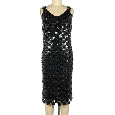Paco Rabanne Embellished Black Flower Chainmail Dress Size EU 34 / US 2