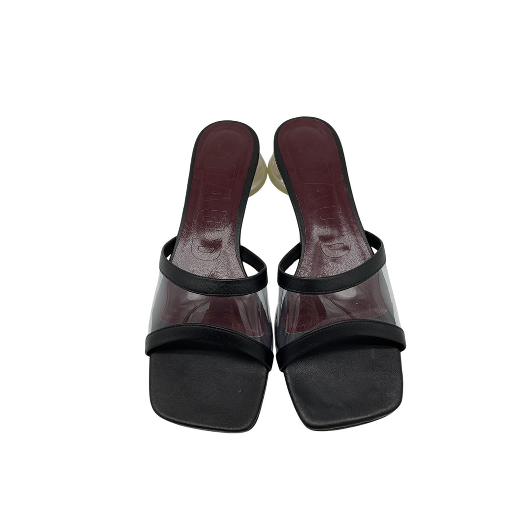Staud 'Simone' Black Leather Clear Mule Size 7.5