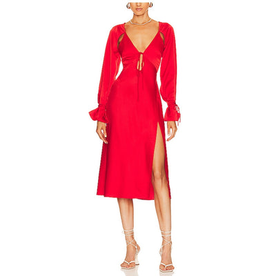 L'Academie Sleek Red Connor Midi Size M Dress