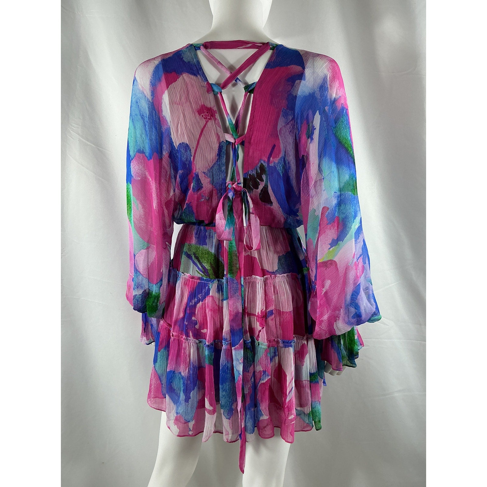 Hemant And Nandita X Revolve 'Vesa' Pink Viscose Mini Dress Size XS