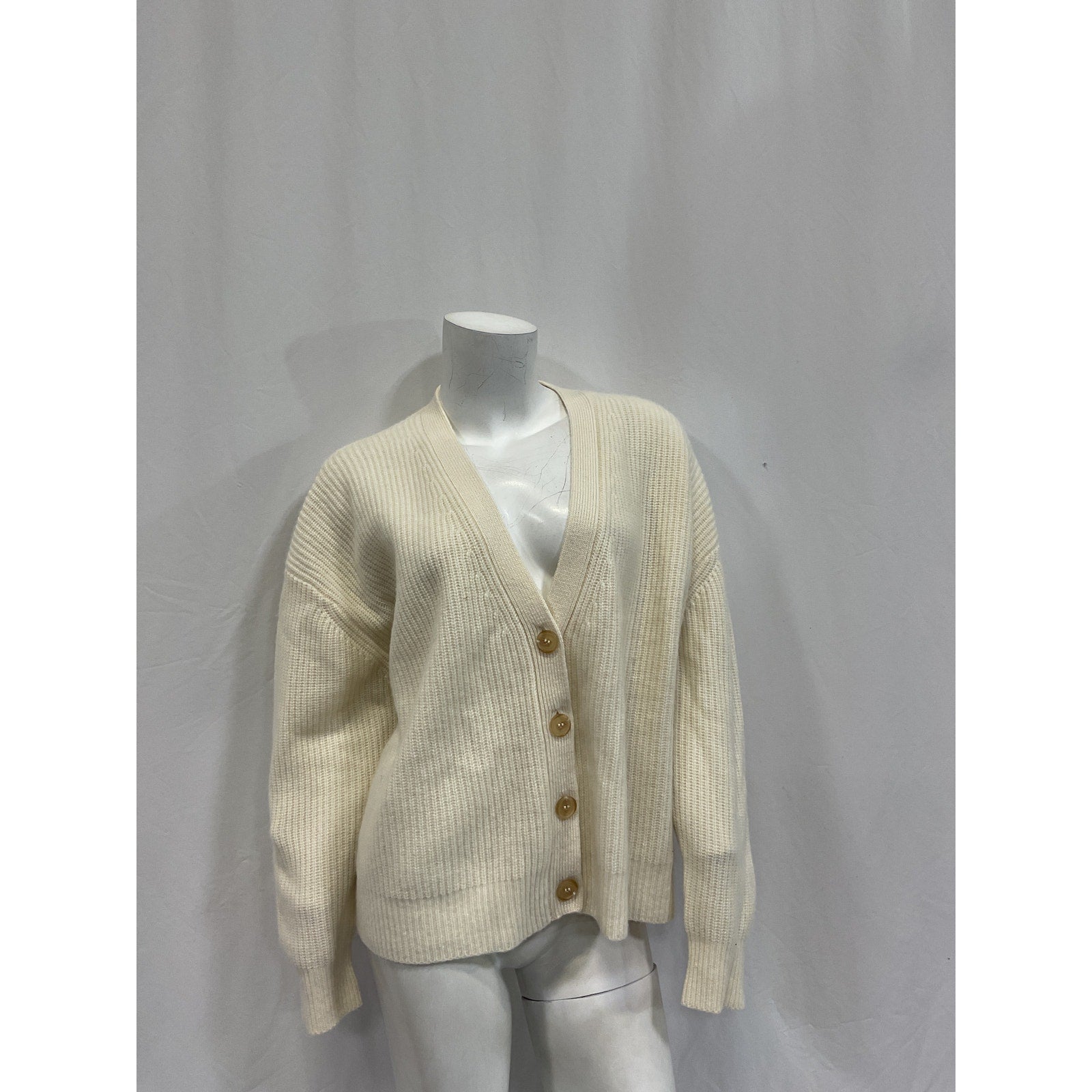 Jenni Kayne Cropped Cashmere 'Cocoon' White Cardigan Size M